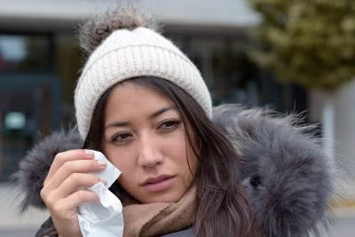 A women wiping her eyes
