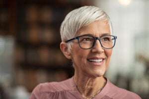 Woman wearing glasses