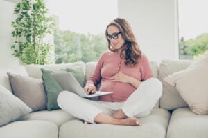 pregnant mom in glasses