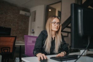 Woman using computer