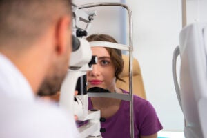 Doctor and patient at the ophthalmology clinic