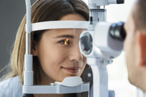 Checking the eye vision in ophthalmology clinic