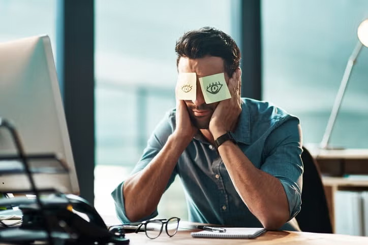 Man stressed at work