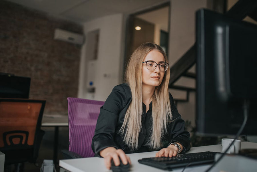 a woman working on computer