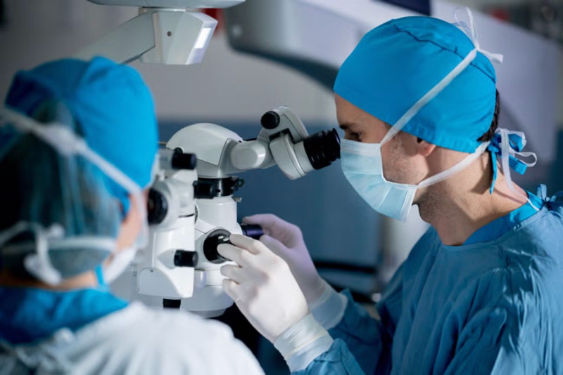 A person going through cataract surgery