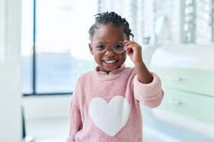 Kid happy with her eyesight