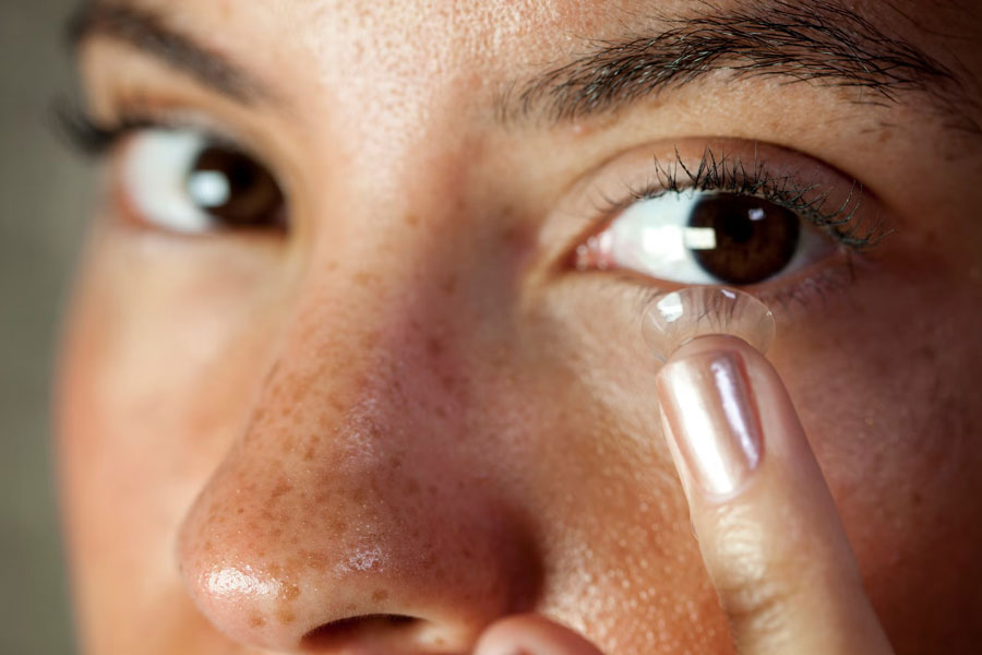 a woman wearing lenses in her eyes