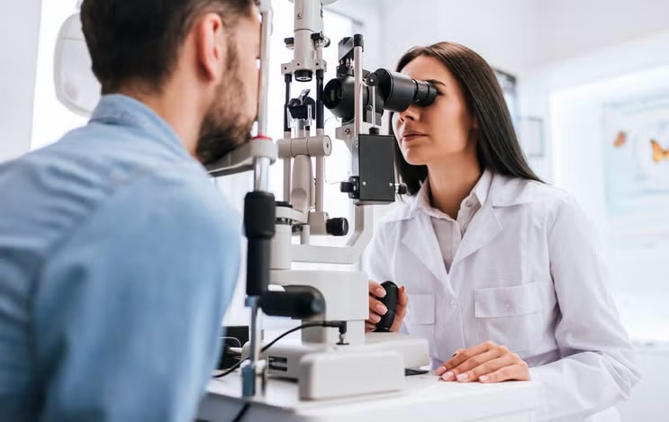 Man getting his eye checked