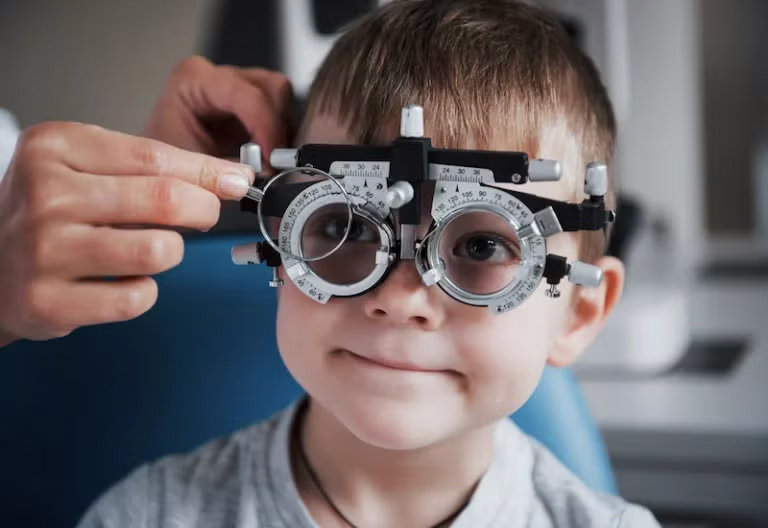 Kid with pediatric eye care