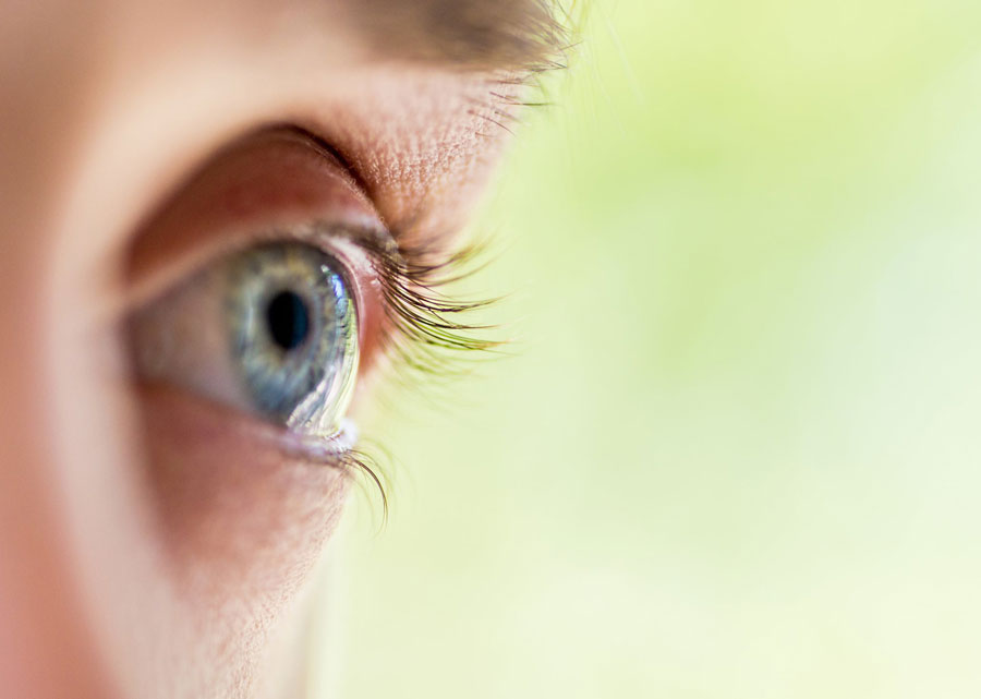 close view on a human eye
