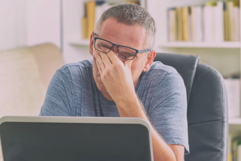 Man stressed from work
