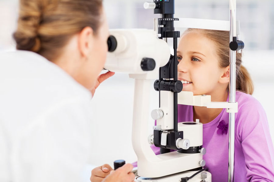 a child getting eye checkup
